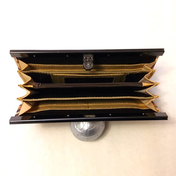 NWOT Quality Faux Leather Orange Black Wallets for Women with Multiple Card Slot - Picture 3 of 3